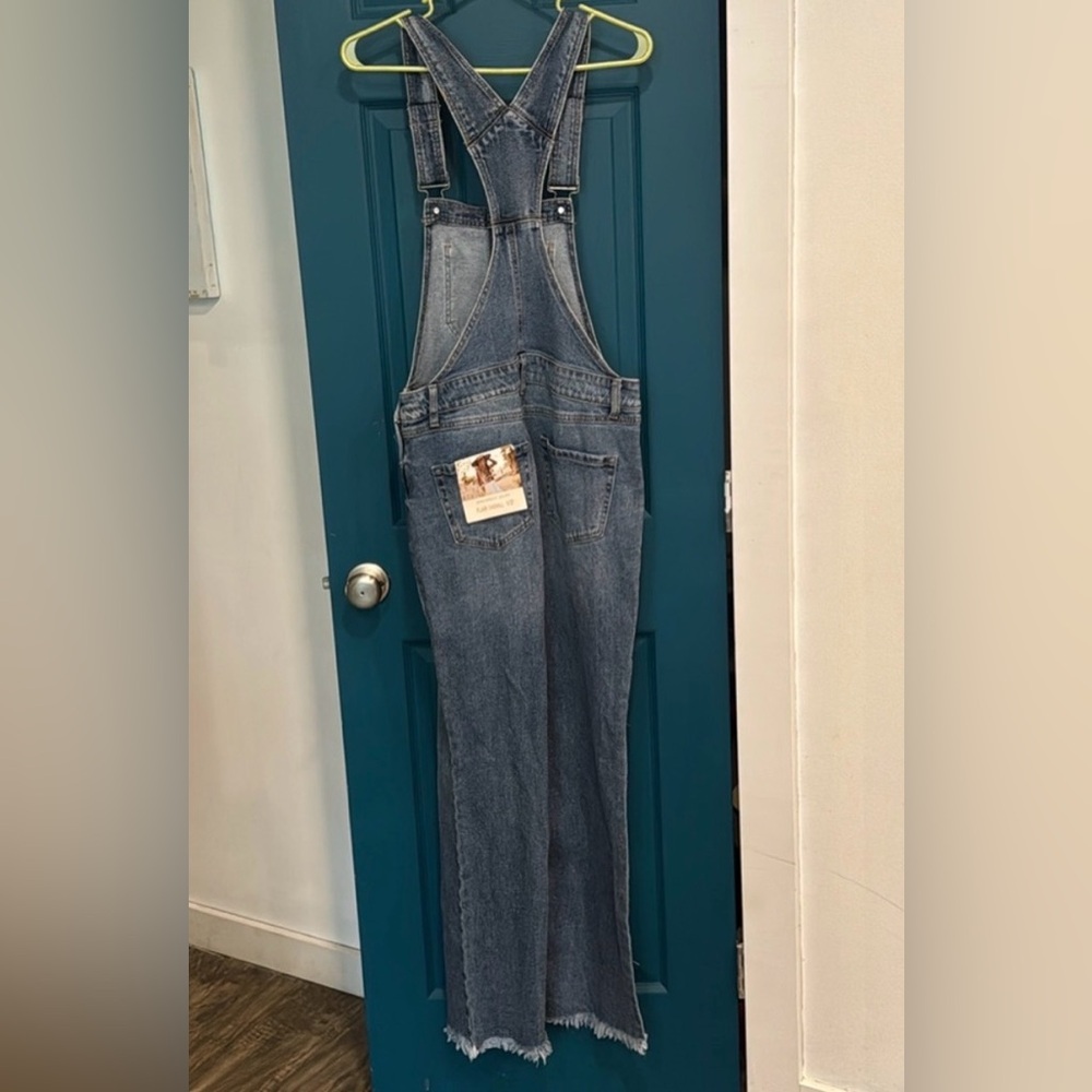Sincerely Jules Blue Denim Jumpsuit overalls small wide leg flare - Picture 5 of 6